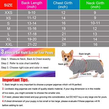 Dog Pajamas Cotton Striped Pup Jumpsuit, Breathable 4 Legs Basic Pjs Shirts for Puppy and Cat, Super Soft Stretchable Dog Jammies for Boys and Girls (Small, Pink+Green)