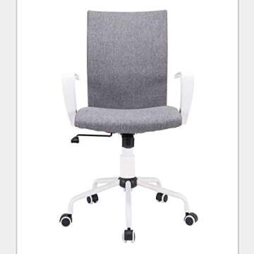 NOVELLAND Office Desk Chair with Adjustable Height - White Mordern Arms Chair - Swivel Computer Home Task Chairs Grey