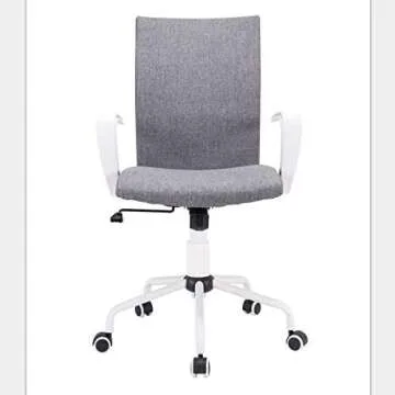 NOVELLAND Office Desk Chair with Adjustable Height - White Mordern Arms Chair - Swivel Computer Home Task Chairs Grey
