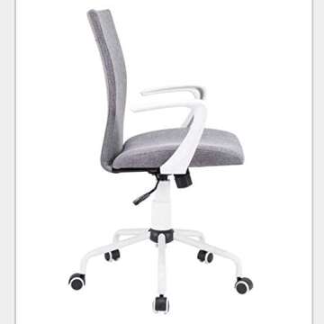NOVELLAND Office Desk Chair with Adjustable Height - White Mordern Arms Chair - Swivel Computer Home Task Chairs Grey