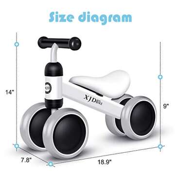 XJD Baby Balance Bikes Bicycle Baby Toys for 1 Year Old Boy Girl 10 Month -36 Months Toddler Bike Infant No Pedal 4 Wheels First Bike or Birthday Gift Children Walker (Class White)