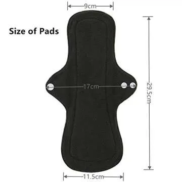 Asenappy Reusable Menstrual Pads - Bamboo Charcoal Menstrual Heavy Incontinence Pads |Sanitary Pads - Pack of 5, 1 Cloth Mini Wet Bag