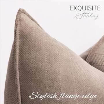 ZWJD Khaki Pillow Covers 24x24 Set of 2 Chenille Throw Pillow Covers with Elegant Design Soft and Lu...