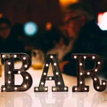 Light Up BAR Sign, LED Vintage Letters Home Decor Name Signs - Illuminated Marquee Letter Sign Lights - Battery Operated - Lighted Accessories & Decorations