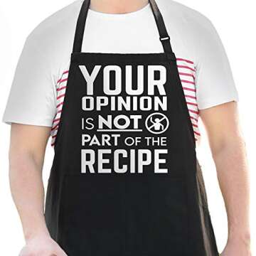 APRON DADDY Funny BBQ Apron For Men - Your Opinion Is Not Part Of The Recipe - Adjustable Large 1 Si...