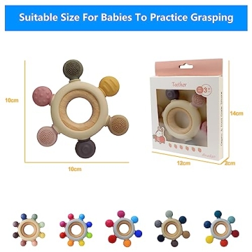 BPA-Free Silicone Teether for Babies with Wooden Ring