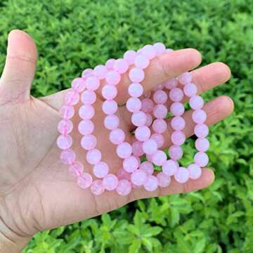 Adabele Real Natural Pink Rose Quartz Gemstone Beaded Bracelet 7 inch Stretch Chakra Healing Crystal...
