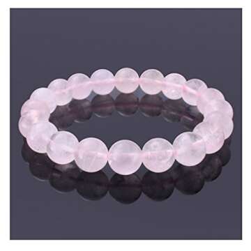 Adabele Real Natural Pink Rose Quartz Gemstone Beaded Bracelet 7 inch Stretch Chakra Healing Crystal Stone Jewelry Women Mom Gift (Unisex) GB8-9