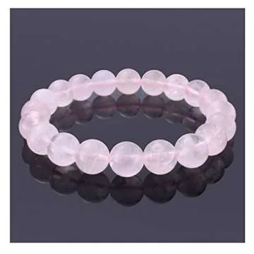 Adabele Real Natural Pink Rose Quartz Gemstone Beaded Bracelet 7 inch Stretch Chakra Healing Crystal Stone Jewelry Women Mom Gift (Unisex) GB8-9