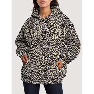 UAGVB Cheetah Print Hoodie Oversized Camo Hoodie Pullover Sweatshirt Cotton Vintage Trendy Hoodies Y...