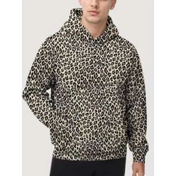 UAGVB Cheetah Print Hoodie Oversized Camo Hoodie Pullover Sweatshirt Cotton Vintage Trendy Hoodies Y2k Graphic Leopard Print M