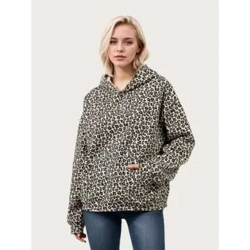 UAGVB Cheetah Print Hoodie Oversized Camo Hoodie Pullover Sweatshirt Cotton Vintage Trendy Hoodies Y2k Graphic Leopard Print M
