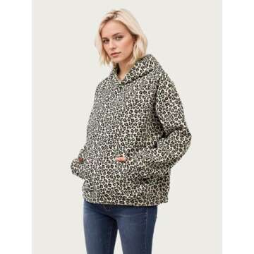 UAGVB Cheetah Print Hoodie Oversized Camo Hoodie Pullover Sweatshirt Cotton Vintage Trendy Hoodies Y2k Graphic Leopard Print M