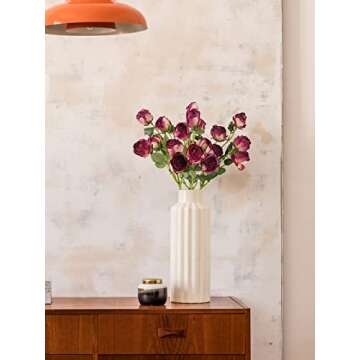 Artificial Roses,4pcs 20Heads Faux Dried Roses Fake Roses Silk Roses with Stem for DIY Wedding Bouquet Floral Arrangements Home Party Centerpiece Decoration(Fuchsia)