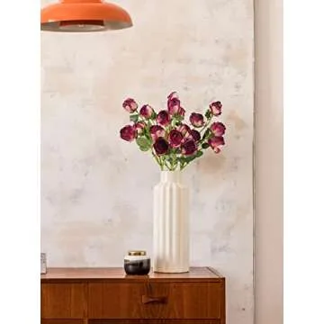 Artificial Roses,4pcs 20Heads Faux Dried Roses Fake Roses Silk Roses with Stem for DIY Wedding Bouquet Floral Arrangements Home Party Centerpiece Decoration(Fuchsia)