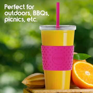 Copco Sierra 24 oz Tritan Reusable Drink Tumbler with Leak-Proof Lid, Removable Straw - Dishwasher Safe, Cold Beverage Cup for Travel & Daily Use, Cup Holder Compatible (Hot Pink)
