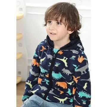 Feidoog Toddler Hooded Fleece Jacket for Cold Days