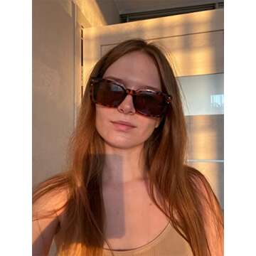 GIFIORE Retro Square Sunglasses Women 90s Vintage Small Plastic Tortoise Shell Frame Glasses with Rivet