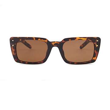 GIFIORE Retro Square Sunglasses Women 90s Vintage Small Plastic Tortoise Shell Frame Glasses with Rivet