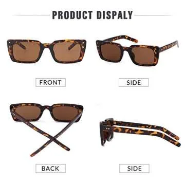 GIFIORE Retro Square Sunglasses Women 90s Vintage Small Plastic Tortoise Shell Frame Glasses with Rivet