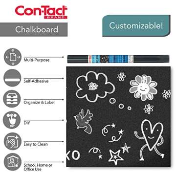 Con-Tact Brand Creative Covering Chalkboard Self-Adhesive Shelf Liner, 18'' x 6', Black