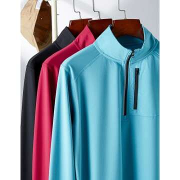 Lightweight 3-Pack Men’s Quarter-Zip Pullover Activewear