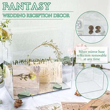 OurWarm Acrylic Wedding Card Box DIY Card Boxes with Stickers Clear Gift Card Box Money Box for Wedding Reception Birthday Party Baby Shower Graduation Decorations (10 x 10 x 5.5 inch)