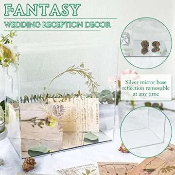 OurWarm Acrylic Wedding Card Box DIY Card Boxes with Stickers Clear Gift Card Box Money Box for Wedding Reception Birthday Party Baby Shower Graduation Decorations (10 x 10 x 5.5 inch)