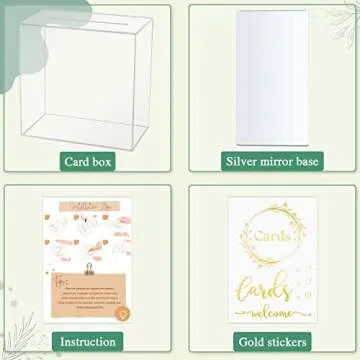 OurWarm Acrylic Wedding Card Box DIY Card Boxes with Stickers Clear Gift Card Box Money Box for Wedding Reception Birthday Party Baby Shower Graduation Decorations (10 x 10 x 5.5 inch)