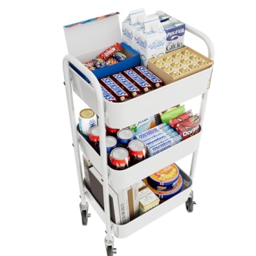 Simple Trending 3 Tier Metal Rolling Cart - Multifunctional Storage