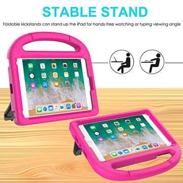 SUPLIK Kids Case for iPad Mini 5/4/3/2/1 (7.9"), Durable Shockproof Protective Handle Bumper Stand Cover with 2*Screen Protectors for 7.9 inch Apple iPad Mini 5th/4th/3rd/2nd/1st Generation, Pink