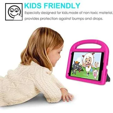 SUPLIK Kids Case for iPad Mini 5/4/3/2/1 (7.9"), Durable Shockproof Protective Handle Bumper Stand Cover with 2*Screen Protectors for 7.9 inch Apple iPad Mini 5th/4th/3rd/2nd/1st Generation, Pink