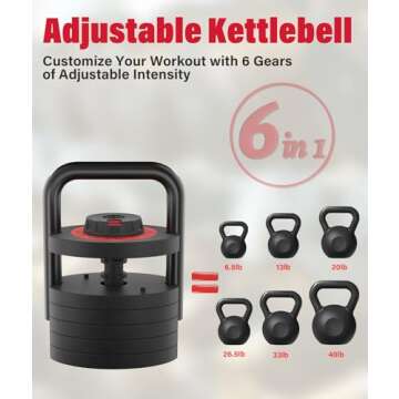 Motion Space Kettlebell Weights 40LBS for 6 Options | One Hand Adjustable Kettlebells Weights Full-b...
