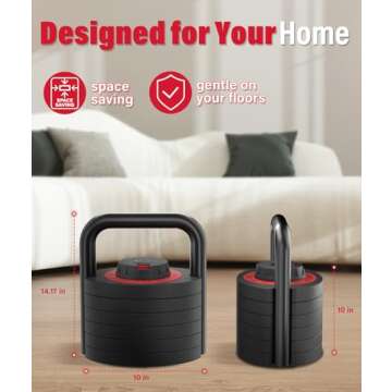 Motion Space Kettlebell Weights 40LBS for 6 Options | One Hand Adjustable Kettlebells Weights Full-body Workout Gym Equipment for Home Gym