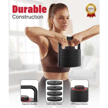 Motion Space Kettlebell Weights 40LBS for 6 Options | One Hand Adjustable Kettlebells Weights Full-body Workout Gym Equipment for Home Gym