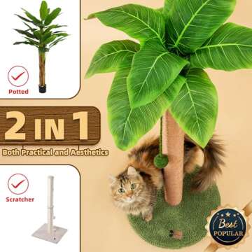 Cat Scratching Post Cat Scratcher 33 inch Tall Scratching Post with Sisal Rope for Indoor Cats Large...