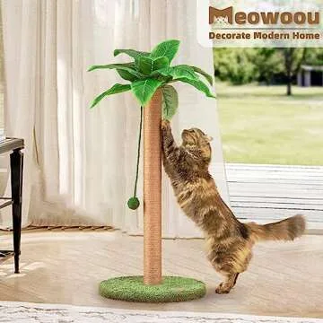 Cat Scratching Post Cat Scratcher 33 inch Tall Scratching Post with Sisal Rope for Indoor Cats Large Cat Scratching Post sisal cat Scratcher Cute for Kitten Scratching Post Green