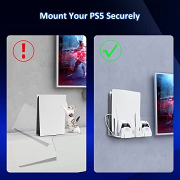 NexiGo PS5 Wall Mount with Charging Station and LED Indicator