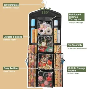 EXLIFBAG Wrapping Paper Storage Double-Sided Organizer