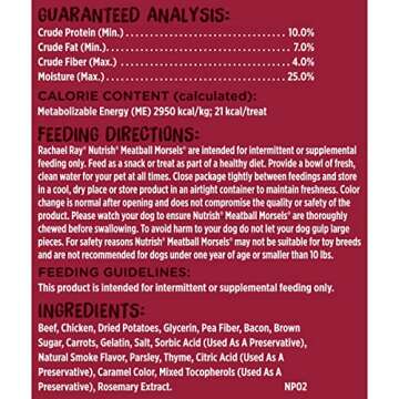 Rachael Ray Nutrish Meatball Morsels Real Meat Dog Treats, Beef, Chicken & Bacon Recipe, 12 Ounces, Grain Free