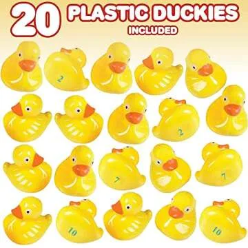 Gamie Duck Pond Matching Game for Kids Includes 20 Plastic Ducks with Numbers and 3’ x 6” Inflatable Pool - Fun Memory Game - Water Outdoor Game for Children, Preschoolers, Birthday Party