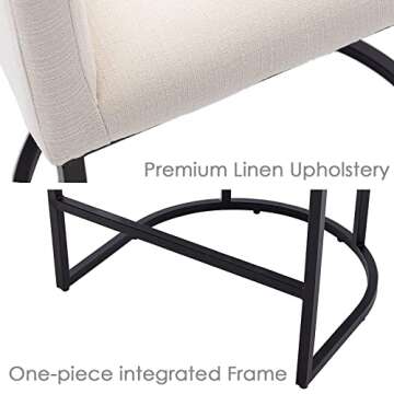 HNY Modern Counter Height Linen Fabric Cream Upholstered Counter Stools Set of 2, 29 Inch Kitchen Island Stool with Black Tubular Frame