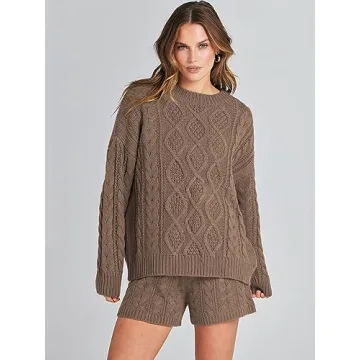 Stylish ANRABESS Women 2 Piece Sweater Lounge Set