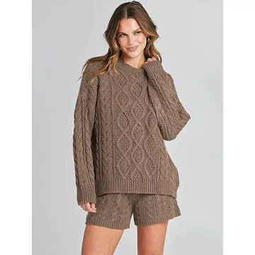 Stylish ANRABESS Women 2 Piece Sweater Lounge Set