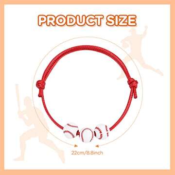 20Pcs Baseball Charm Bracelets Baseball Party Favors Sport Ball Bracelet Baseball Beads Adjustable Inspirational Wristbands for Team Teens Adults Baseball Birthday Party Christmas Gifts Decorations