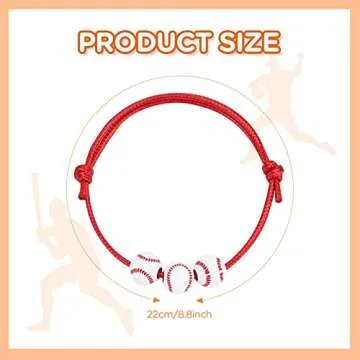 20Pcs Baseball Charm Bracelets Baseball Party Favors Sport Ball Bracelet Baseball Beads Adjustable Inspirational Wristbands for Team Teens Adults Baseball Birthday Party Christmas Gifts Decorations