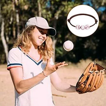 20Pcs Baseball Charm Bracelets Baseball Party Favors Sport Ball Bracelet Baseball Beads Adjustable Inspirational Wristbands for Team Teens Adults Baseball Birthday Party Christmas Gifts Decorations