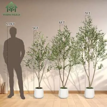 VIVATREES Olive Trees Artificial Indoor, 5FT Tall Faux Olive Tree with White Tall Planter, Artificial Plants with Natural Wood Trunk and Lifelike Fruits for Home Office Decor