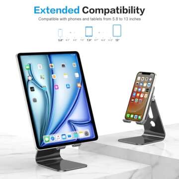 OMOTON Adjustable Tablet Stand for Desk, Upgraded Longer Arms for Greater Stability, T2 Tablet Holde...