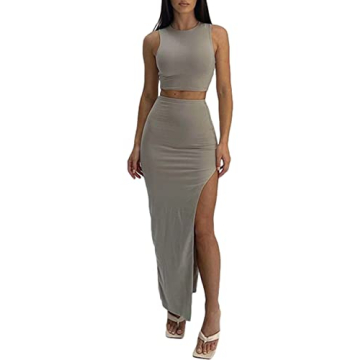 Stylish FAIMILORY Two-Piece Midi Dress for Summer Nights